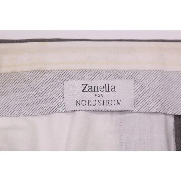 Zanella Current Devon Brown w/ Blue Windowpane Flat Front Wool Pants 36x29 - Picture 8 of 8